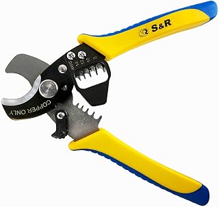 S&R Elektro-Kabelschneider Kupferkabel/Entmanteler 170 mm, Kabelschere bis 11 mm, Abisolierer AWG 14,12,10, 8 Cutter, Abisolierwerkzeug