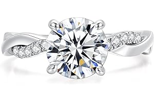 IMOLOVE Moissanite Wedding Engagement Ring for Women Twisted Rope Wedding Rings for Women Moissanite Rings for Women 1-2CT D Color VVS1 Clarity Promise Ring for Her with 18K Gold plated Size 4-11