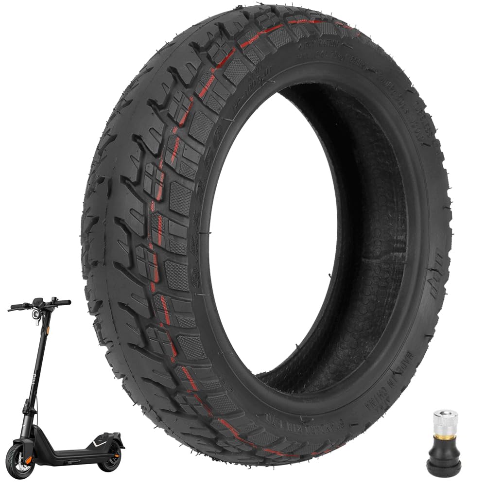 VOLOHAS 9.5 Inch Off-Road Tire 9.5 * 2.50 Tubeless Tire for NIU KQi3 Sport/Pro/Max Electric Scooter Accessories Front/Rear Wear-Resistant Vacuum Tire Non-Slip Thick Tire Spare Wheels Valve (1 Pcs)