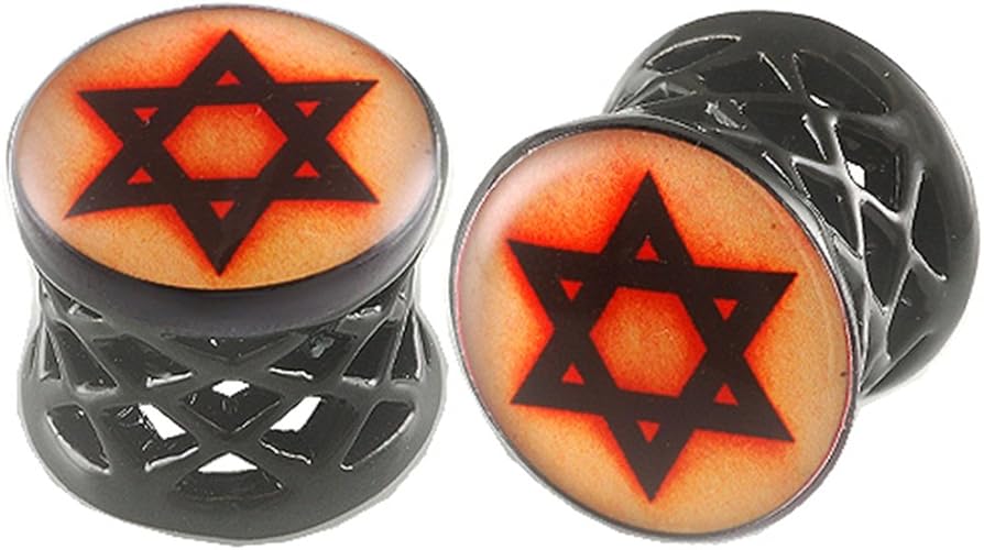 Amazon 1 2 インチ 12mm ダビデの星 ロゴ ピクチャー 合金 ダブルフレアプラグ フレッシュトンネル ボディピアス 拡張 2ピース Alam ジュエリー 通販