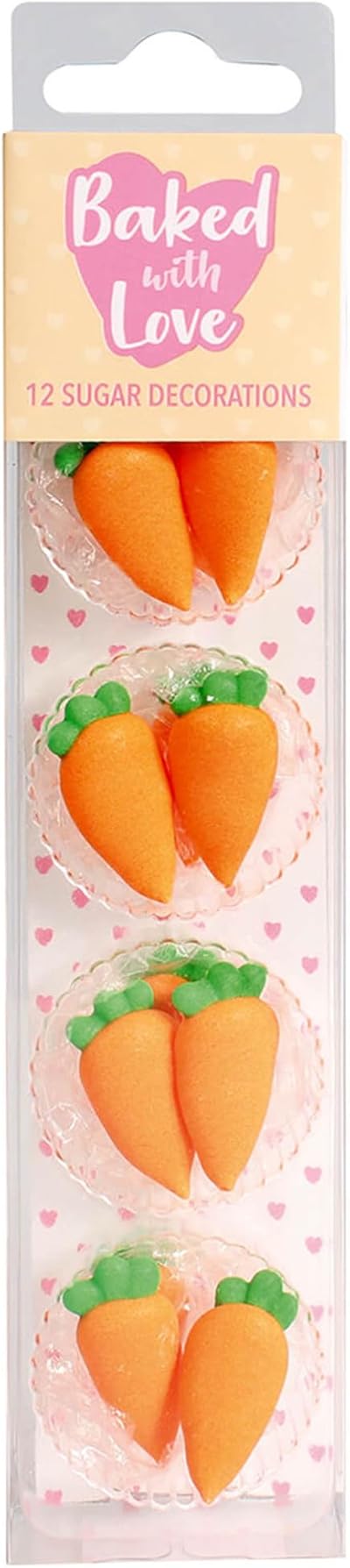 Baked with Love Carrot Sugar Decorations 12 pcs Orange Edible Royal Icing