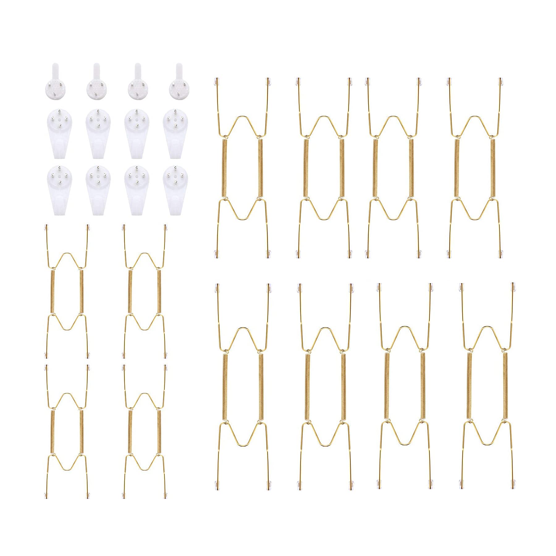 Hsthe Sea 12 Pieces Invisible Plate Hangers Wall Plate Hangers Stainless Steel Decorative Wire Plate Hangers Holders, Wall Hooks for Decorative Plates and Art (6/8/10 Inch)