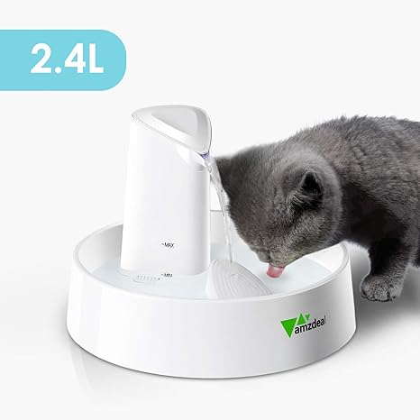 Amzdeal Fontaine à Eau Pour Chat Et Chien 24l Fontaine à Eau Silencieux Pour Animaux Distributeur Eau Pour Chat Et Chien Avec Filtre à Charbon