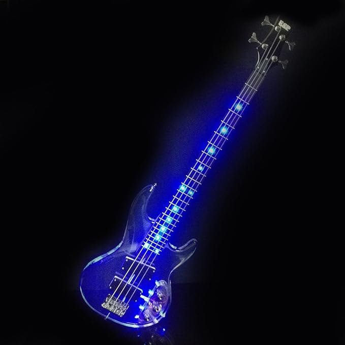 L'MS Acrylic Clear Electric Bass Guitar With LED Light SeeThru Custom