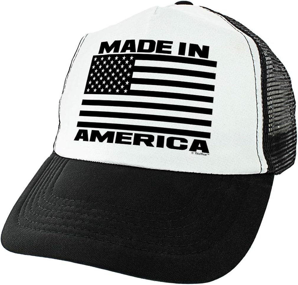 Patriotic Hat Made in America Black and White USA American