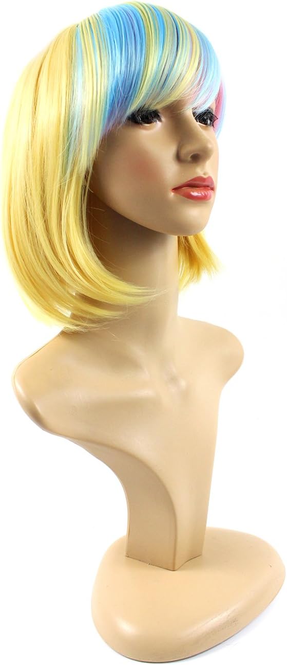Xiaoyu Short Straight BOB Cosplay Party Costume Wig, Multi-colored to Yellow - Image 4