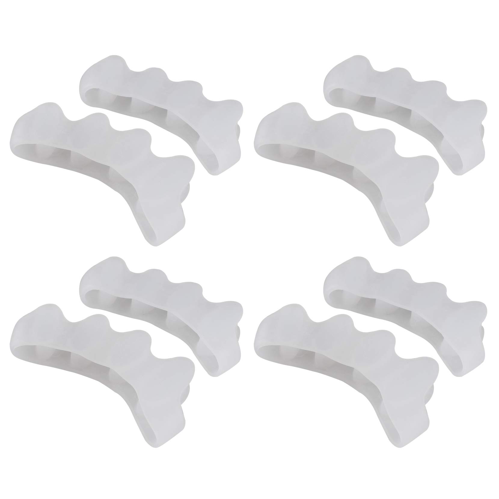 Futheda 4 Pairs Gel Toe Separator Toe Stretchers Correction Device Pedicure Manicure Tool for Bunions Overlapping Toes Easy Wear in Shoes Quickly Alleviating Pain Relief After Yoga and Sports - White