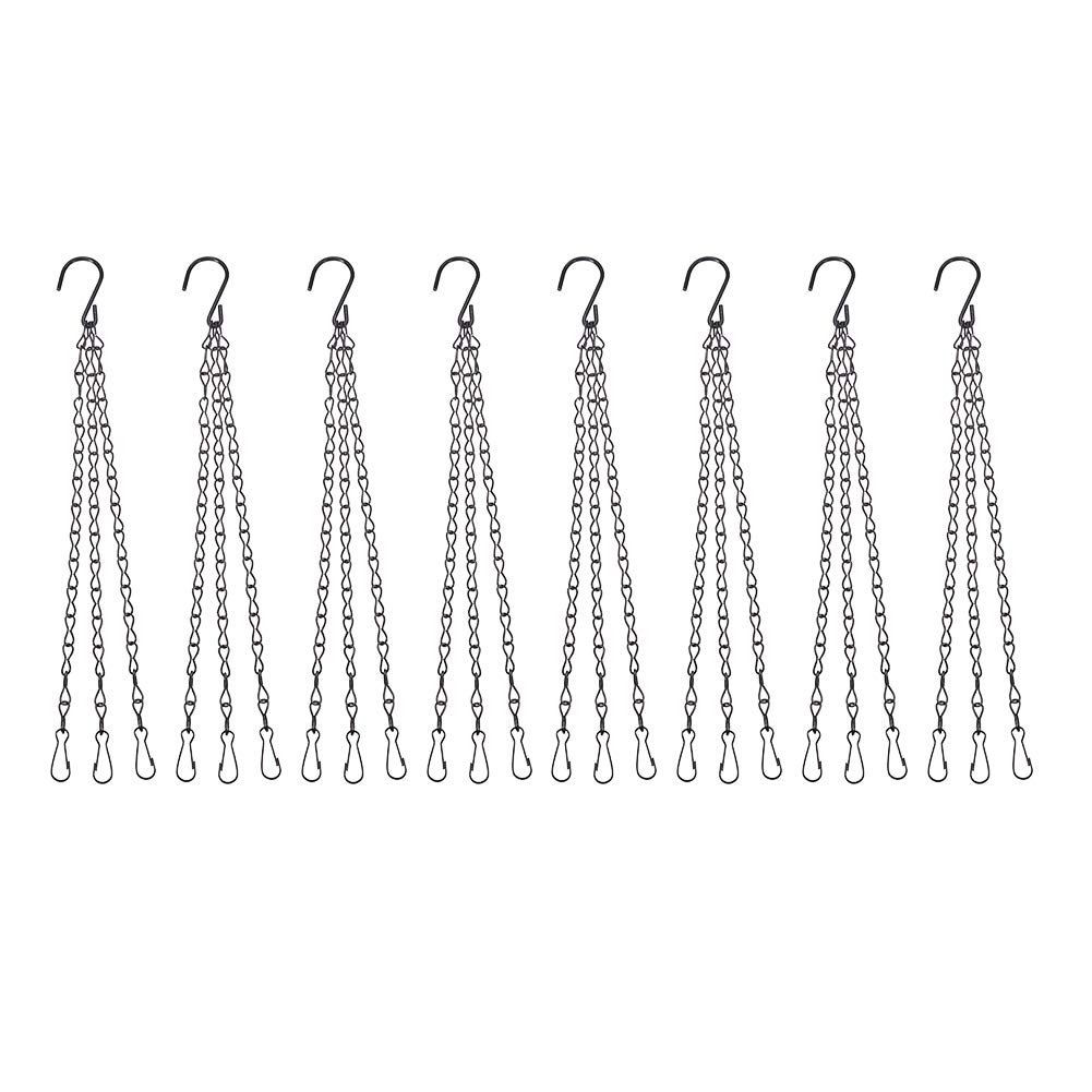 INCREWAY 8 Packs Hanging Chains with Hooks, Black Hanging Basket Chains Replacement Hanger for Bird Feeders, Planters, Lanterns and Ornaments