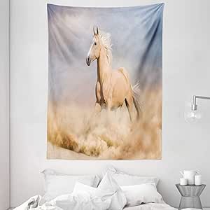 Animal Decor Tapestry por Ambesonne, Palomino caballo en arena desierto
