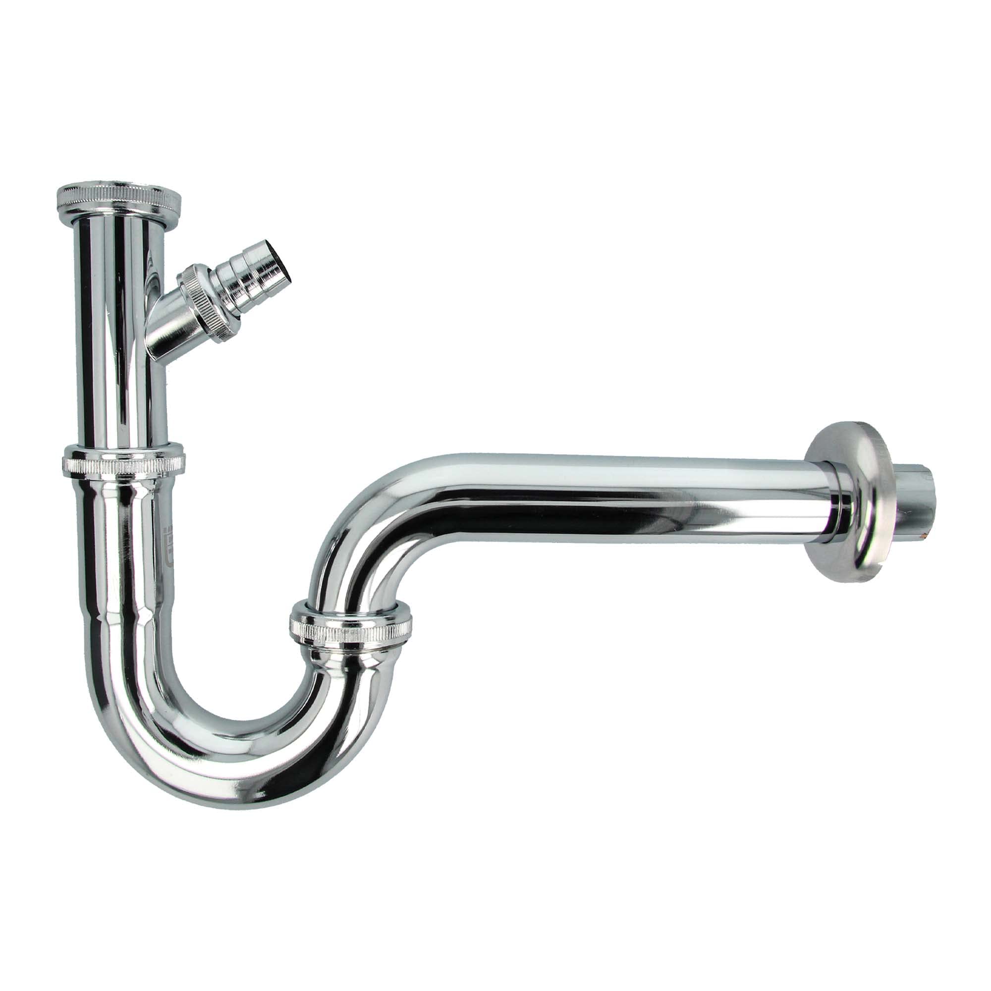 Tubular Air Trap Siphon with Connection for Bathroom Sinks