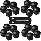 FiveEyes 17MM Wheel Lug Nut Covers Bolt Caps for Audi BMW Mercedes with Removal Tool 20PCS (Black)