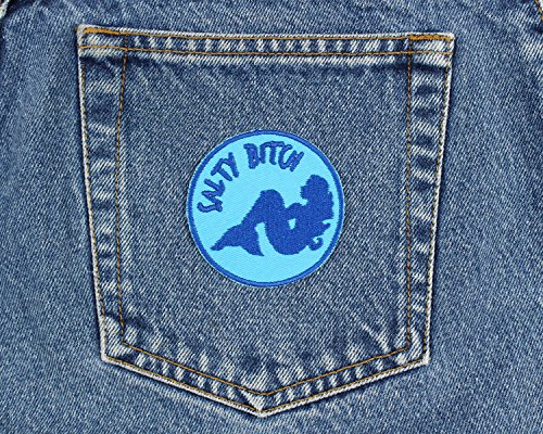 Salty B Mermaid Iron On Applique Patch - Sky Blue, Royal Blue - 2.5" Circle - MADE IN THE USA - Gift wrap available!