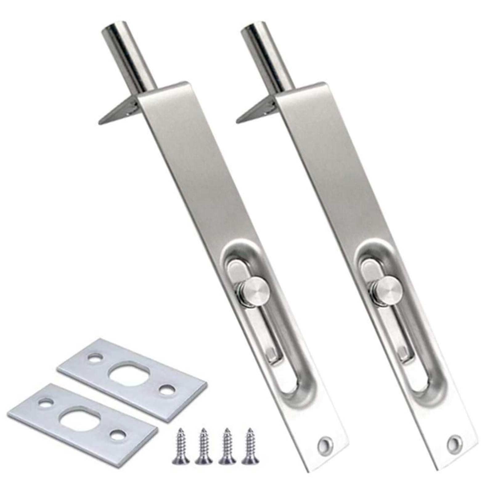 2 Pack 4 Inch Door Bolt Flush Stainless Steel Security French Door Lock Concealed Slide Bolt Latch with Installation Screws for Bathroom Internal Doors.patlock for Patio Doors