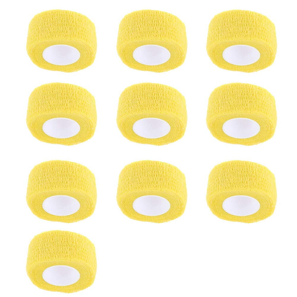 Mintice 10 X Self Adhesive Cohesive Wrap Bandages Strong Elastic First Aid Tape Yellow Color for Wrist Ankle Sport 4.5mx2.5cm