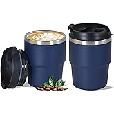 CHLJAR 6oz Vacuum Insulated Espresso Cup Set of 2, Espresso Shot Cup for Coffee, Double Wall Stainless Steel Mini Tumbler Shot Glasses with Lid