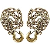 NBJINGYI 3/8" X 35" Trailer Safety Chain 2pcs Grade 70 Binder Chain with Clevis Grab Hooks Gooseneck Safety Chains Capacity 26400lbs for Trailers RV Camper