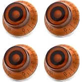Guitar Knobs 4Pcs Top Hat Knobs Electric Guitar Bass Speed Knobs for Les Paul, SG Electric Guitars, Acrylic Volume/Tone Control Potentiometer Caps (Amber)