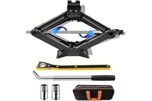 2 Tons Scissor Car Jack Kit, Universal Car Emergency with Lug Wrench & Ratchet, Portable Tire Change Kit Perfect for Auto, SU
