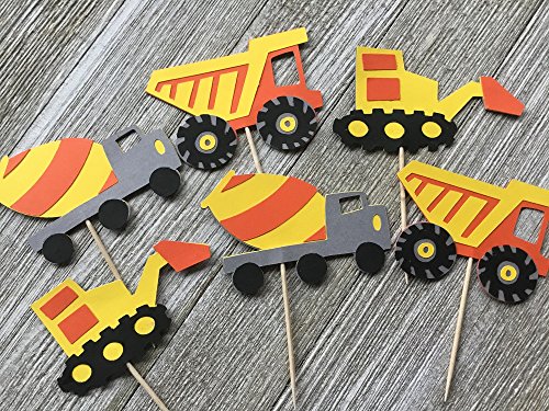 Construction Trucks Cupcake Toppers - Set of 12 - Thumbnail 2
