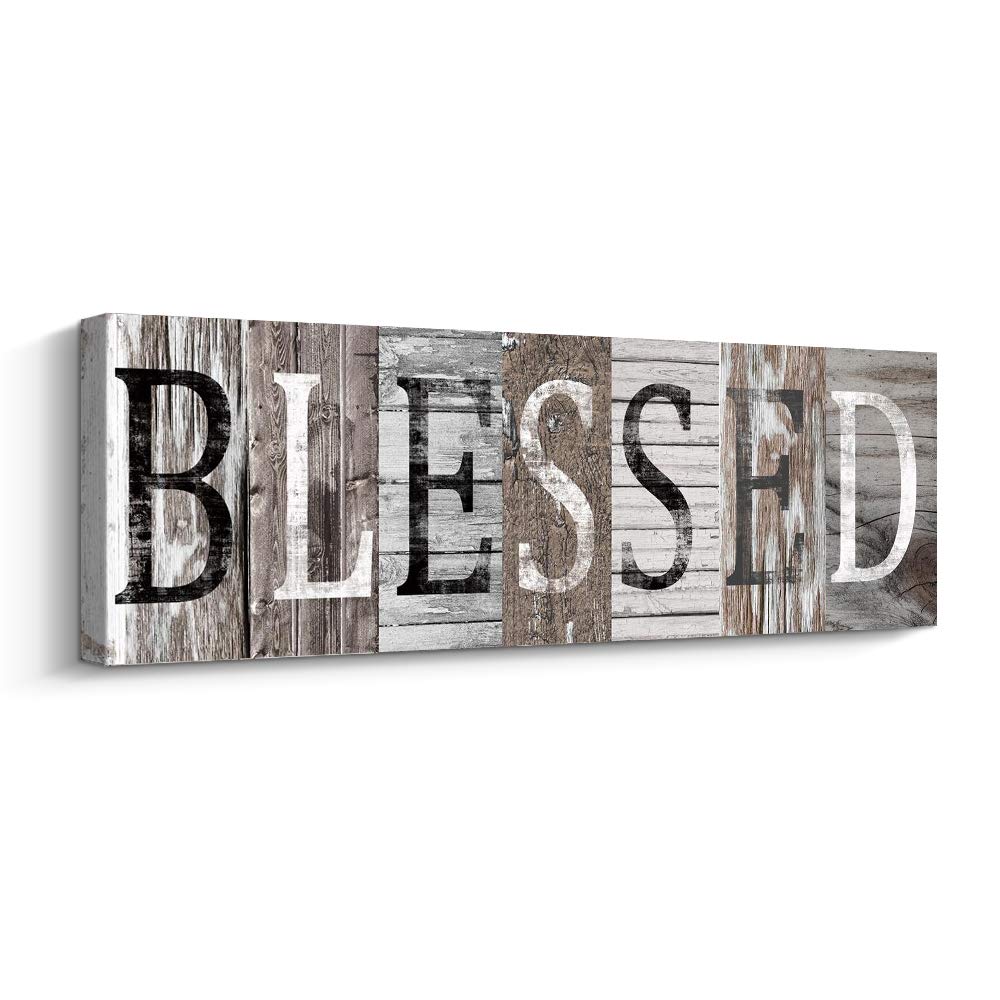 Pinetree Art Blessed Sign Canvas Wall Art Decor Inspirational Motto Canvas Prints (With Solid Wood Inner Frame) (Blessed, 6 x 17 inch) — image 1