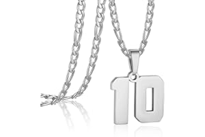 AIAINAGI Number Necklace for Men Stainless Steel Athletes Number Charm Pendant Personalized Sports Jewelry for Boy Basketball Baseball Football