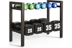 JOSMIMIC Dumbbell Rack 2-Tier 20 IN Length Adjustable Weight Rack For Home Gym Dumbbells Kettlebell (Rack Only)
