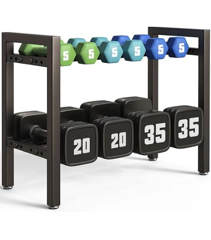 THERUN Support Haltères 3 Niveaux Réglable 500kg - Organiseur Salle De Sport Haltères Hexagonaux - Installation Inversée Possible