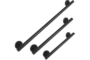 Lava Odoro Shower Grab Bar, Modern Set Stainless Steel Handicap Grab Bar for Bathtubs and Showers, Shower Safety Bar for Seniors Disabled, ADA-Compliant (Matte Black, 3 Pack 18", 24'', 36")