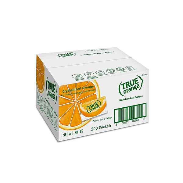 TRUE ORANGE WATER ENHANCER, BULK PACK, ZERO CALORIE FLAVORING, FOR BOTTLED WATER, ICED TEA & RECIPES, FLAVOR PACKETS MADE WITH REAL ORANGES,500 COUNT (PACK OF 1)- PACKAGING MAY VARY
