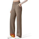 G4Free Women Fleece Lined Pants with Pockets Wide Leg Winter Thermal Work Trousers Dressy Casual Petite/Regular/Tall
