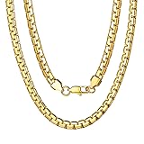 Box Chain Necklaces for Women Men 6mm 18K Gold