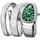 DAXIAOYU Fashion Women's Quartz Watch Serpentine Inlaid Diamond Golden Ladies Watches Light Luxury Bracelet Clock