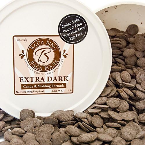 Chocoley Molding Chocolate - 5 Lbs - Bada Bing Bada Boom Candy &amp; Molding Formula - 2 x 2.5 Lb Tubs of Dark, Extra Dark, Milk, or White Chocolate (Extra Dark Chocolate)