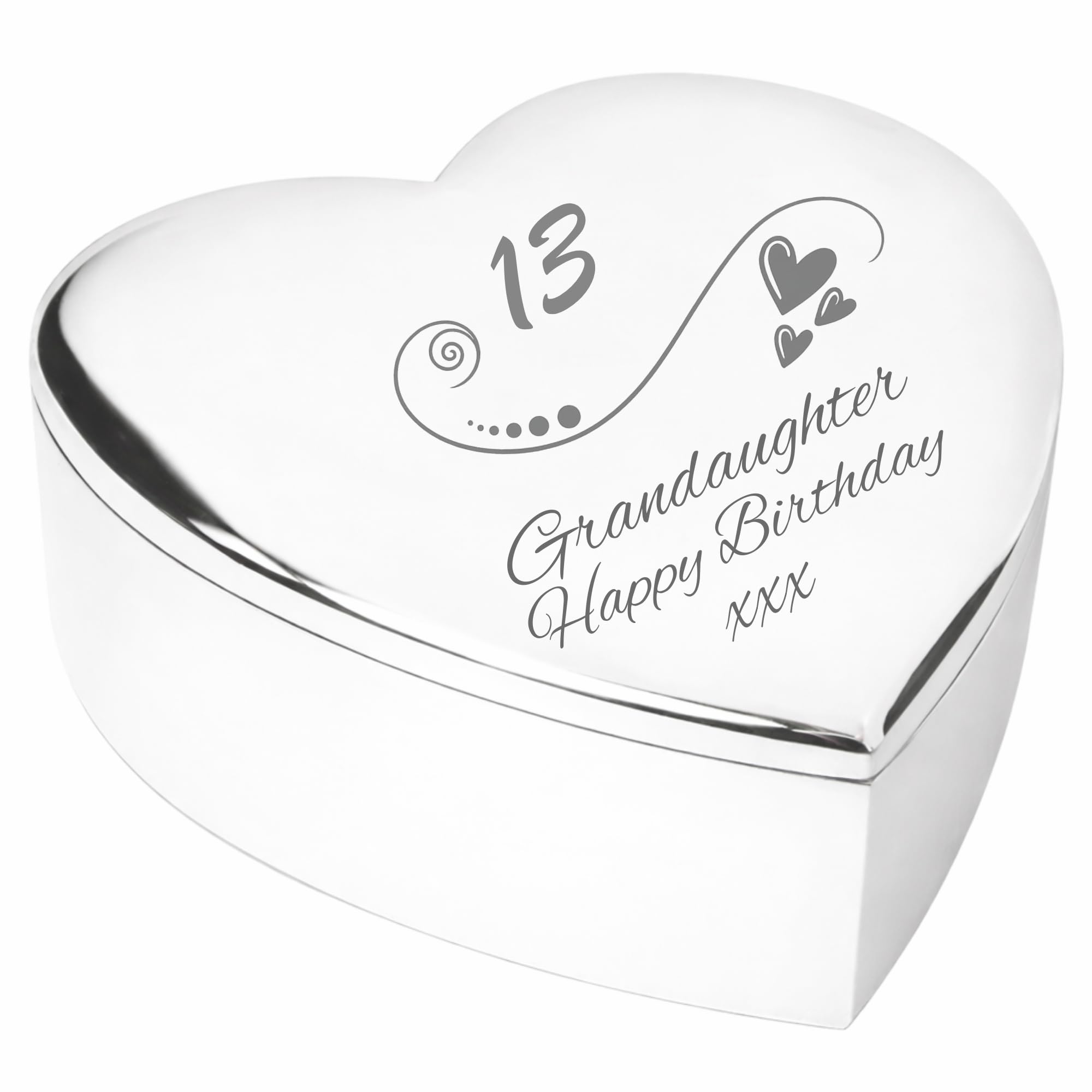 13 13th Thirteenth Birthday Grandaughter Heart Shaped Trinket Box From Grandparents
