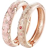 UJOY Cloisonne Indian Bangle Colored Crystal Plated Hinge Cuff Bracelet Hollowed Bird Enamel Jewelry Gift 55C49