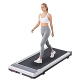 Sweetcrispy Compact Armless Treadmill for Small Spaces, Quiet Under-Desk Walking Pad, Slim & Portable Design for Home Office Workouts, Ideal for Apartments and Work-from-Home Fitness, Light Silver
