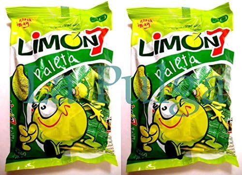 2 - Limon 7 Paleta Lollipop Covered with Lemon & Salt Powder Candy - 30 pcs Each by Dulces Anahuac