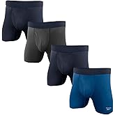 Reebok Mens 4 Pack Performance Boxer Briefs with Comfort Pouch - Navy/Grey/Navy/Blue XX-Large