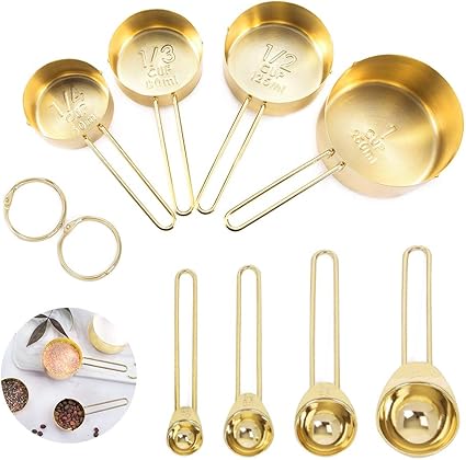 8 Delige Maatbekers En Lepels Bestcool Roestvrijstalen Keuken Maatlepels Met Gegraveerde Markering Liniaal Voor Het Meten Van Droge En Vloeibare Ingredienten Bakken Koken Mengen Voedselverwerking Amazon Nl