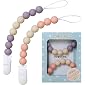 Pacifier Clip, TYRY.HU Silicone Teething Beads Binky Holder Soothie Teether Clips for Baby Boys or Girls, 2 Pack (Gray…