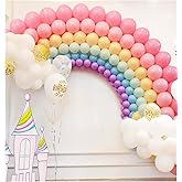 296PCS Rainbow Balloons Arch Garland Kit Macaron 7 Colors Latex Colorful Balloons and Confetti Balloons for Baby Shower Boy Girl Children Kids Birthday Gender Reveal Party Wedding Decorations