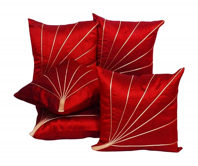 Buy CIDIZY Silk Decorative Golden Striped Ethnic Cushion Cover 16x16