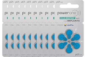 60 Mercury Free Hearing Aid Batteries Size: 675P Cochlear Implant by Power One