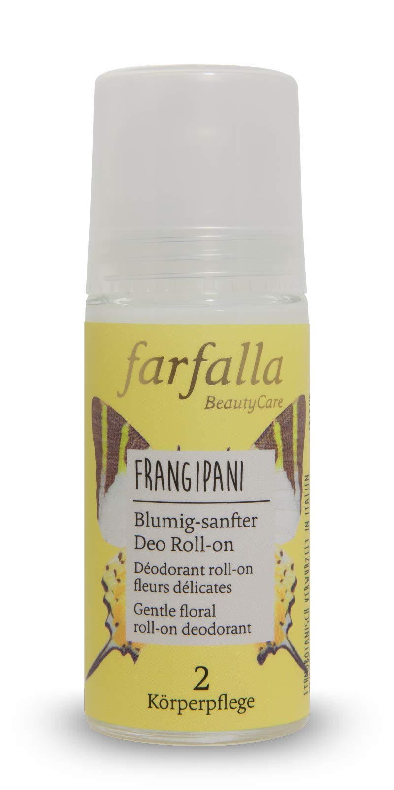 farfalla Frangipani Floral Roll-On Deodorant, 50 ml, Natural, Aluminium-free, Alcohol-free