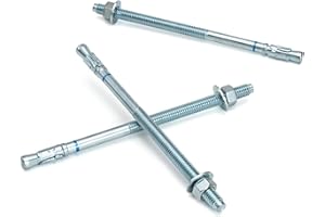 HROMIGRY 3/8" x 6-1/2" Concrete Anchors (25 Pack) 3/8 inch Wedge Anchors Bolts Zinc Plated