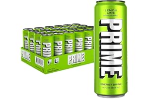 PRIME HYDRATION PRIME Energy LEMON LIME | Zero Sugar Energy Drink | Preworkout Energy | 200mg Caffeine with 355mg of Electrolytes and Coconut Water for Hydration| Vegan | Gluten Free |12 Fluid Ounce | 24 Pack