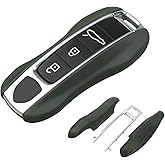 Aojezoor Compatible with Porsche Key Fob Cover, Compatible with Porsche Cayenne Panamera 911 Key Cover 2018-2024, Taycan Accessories 2020-2024, Key Shell Key Chain Accessories (Midnight Green)