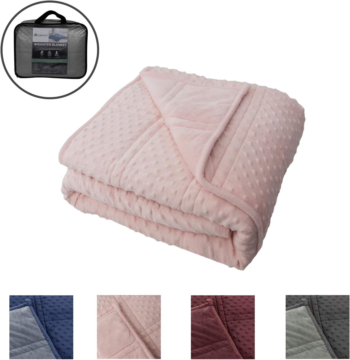 DEARTOWN Weighted Blanket for Adults Warm Luxury with Glass Beads for Calm Deep Sleep [Pink]