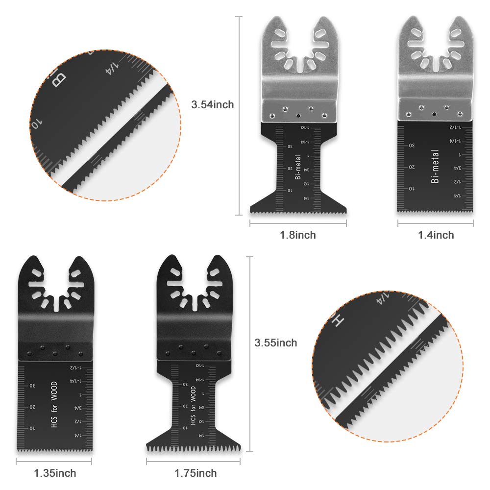 Flymall 20PCS Universal Wood Metal Oscillating Multitool Quick Release Saw Blades Fit Fein Multimaster Porter Cable Black & Decker Bosch Dremel Craftsman Ridgid Ryobi Makita Milwaukee Dewalt Rockwell