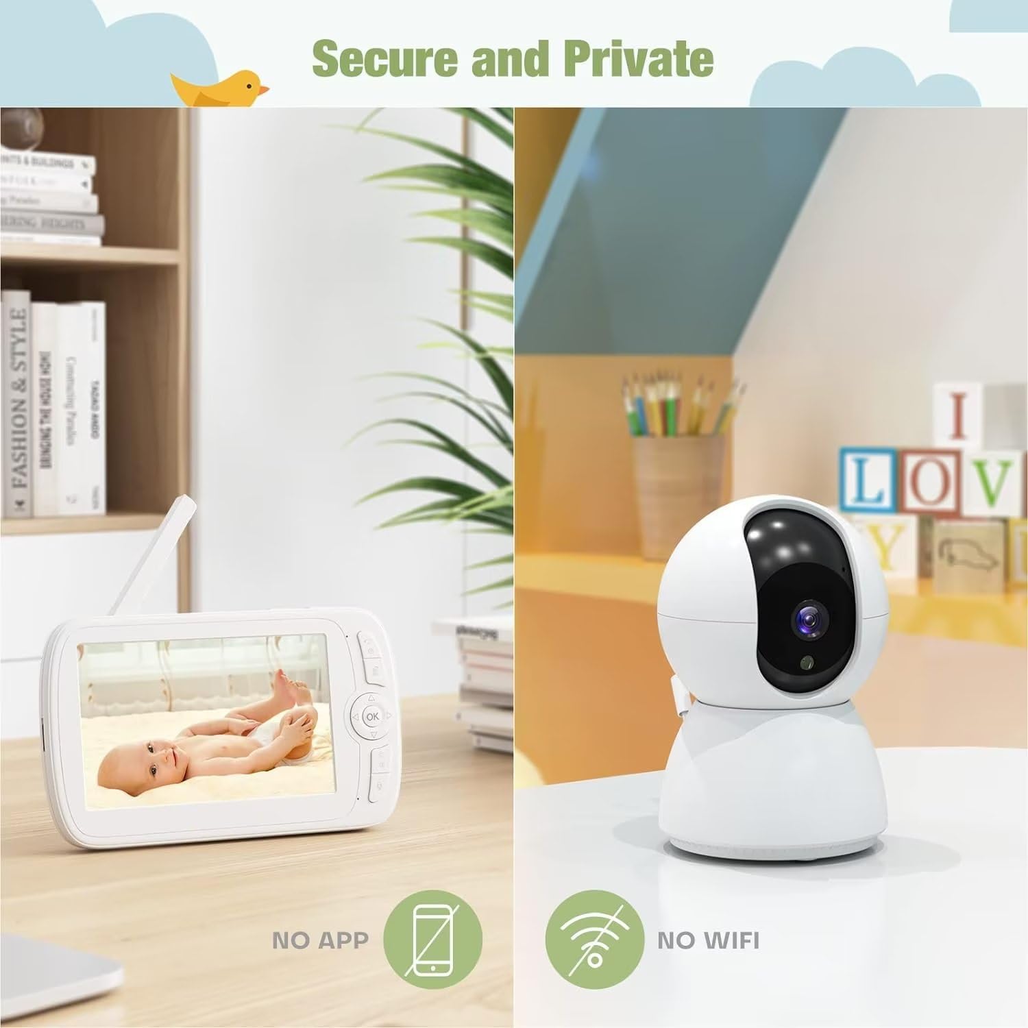 Mua oditton Baby Monitor with Camera and Audio, 5" 1080P Baby Monitor NO WiFi, with PanTilt